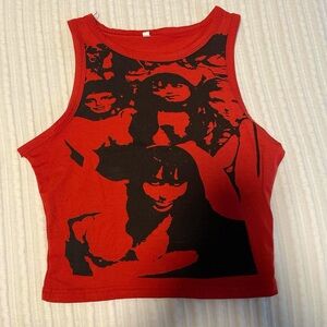 SOLD red and black graphic tank top